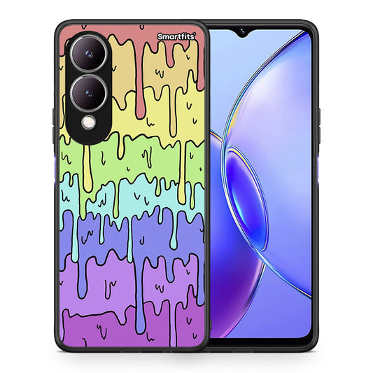 Θήκη Vivo Y17s Melting Rainbow από τη Smartfits με σχέδιο στο πίσω μέρος και μαύρο περίβλημα | Vivo Y17s Melting Rainbow case with colorful back and black bezels
