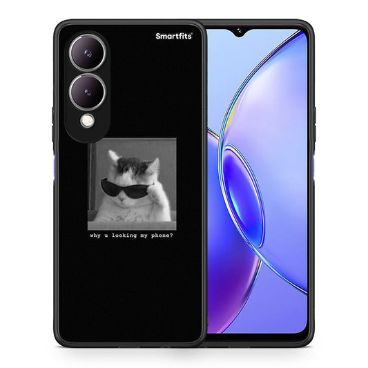 Θήκη Vivo Y17s Meme Cat από τη Smartfits με σχέδιο στο πίσω μέρος και μαύρο περίβλημα | Vivo Y17s Meme Cat case with colorful back and black bezels