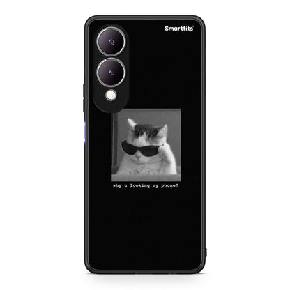 Vivo Y17s Meme Cat θήκη από τη Smartfits με σχέδιο στο πίσω μέρος και μαύρο περίβλημα | Smartphone case with colorful back and black bezels by Smartfits