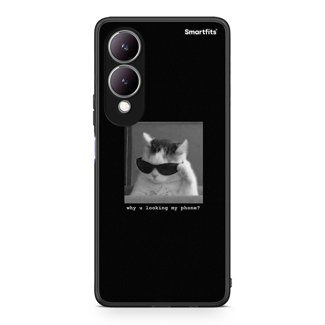 Vivo Y17s Meme Cat θήκη από τη Smartfits με σχέδιο στο πίσω μέρος και μαύρο περίβλημα | Smartphone case with colorful back and black bezels by Smartfits