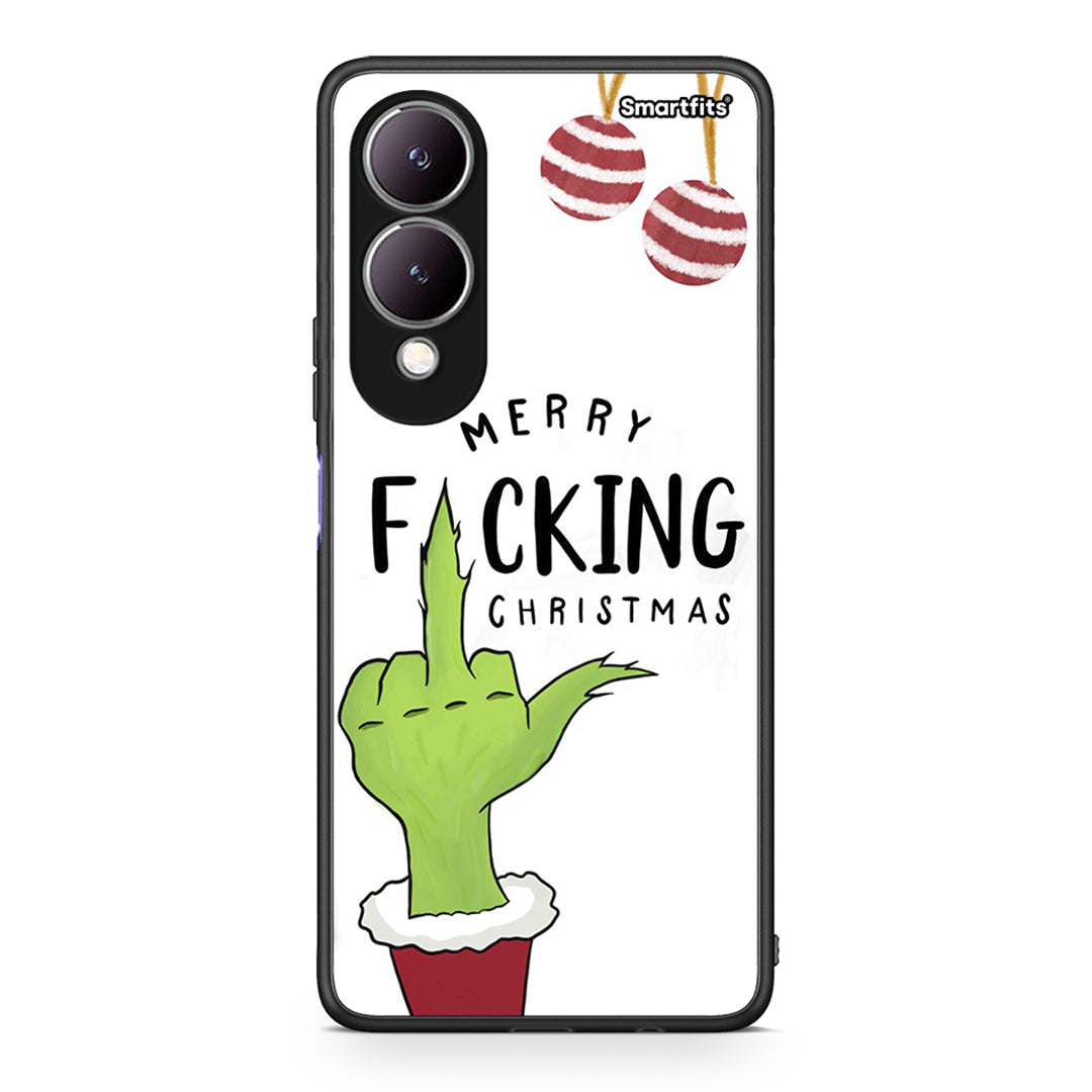 Vivo Y17s Merry F Xmas θήκη από τη Smartfits με σχέδιο στο πίσω μέρος και μαύρο περίβλημα | Smartphone case with colorful back and black bezels by Smartfits