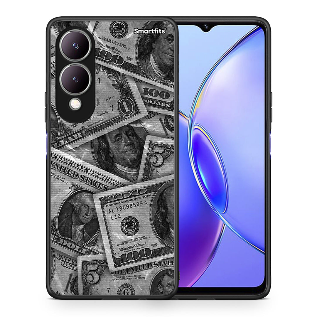 Θήκη Vivo Y17s Money Dollars από τη Smartfits με σχέδιο στο πίσω μέρος και μαύρο περίβλημα | Vivo Y17s Money Dollars case with colorful back and black bezels