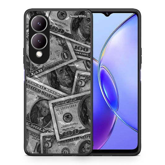 Θήκη Vivo Y17s Money Dollars από τη Smartfits με σχέδιο στο πίσω μέρος και μαύρο περίβλημα | Vivo Y17s Money Dollars case with colorful back and black bezels