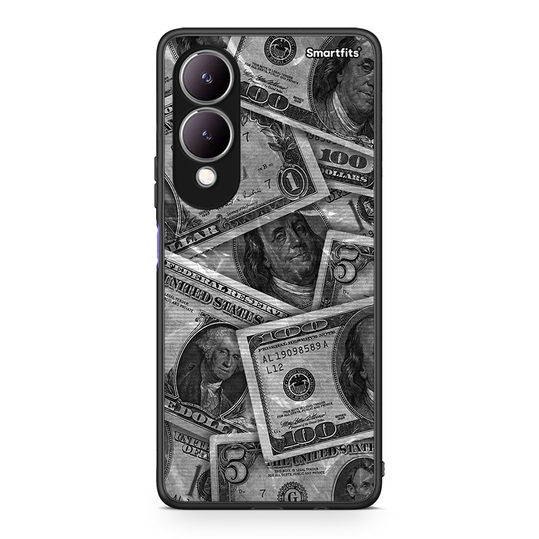 Vivo Y17s Money Dollars θήκη από τη Smartfits με σχέδιο στο πίσω μέρος και μαύρο περίβλημα | Smartphone case with colorful back and black bezels by Smartfits
