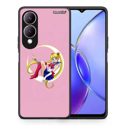 Θήκη Vivo Y17s Moon Girl από τη Smartfits με σχέδιο στο πίσω μέρος και μαύρο περίβλημα | Vivo Y17s Moon Girl case with colorful back and black bezels