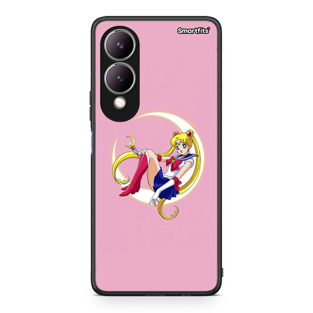 Vivo Y17s Moon Girl θήκη από τη Smartfits με σχέδιο στο πίσω μέρος και μαύρο περίβλημα | Smartphone case with colorful back and black bezels by Smartfits