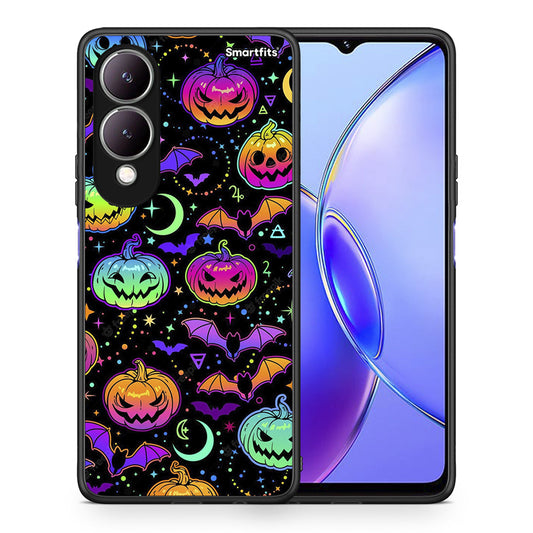 Θήκη Vivo Y17s Neon Halloween από τη Smartfits με σχέδιο στο πίσω μέρος και μαύρο περίβλημα | Vivo Y17s Neon Halloween case with colorful back and black bezels