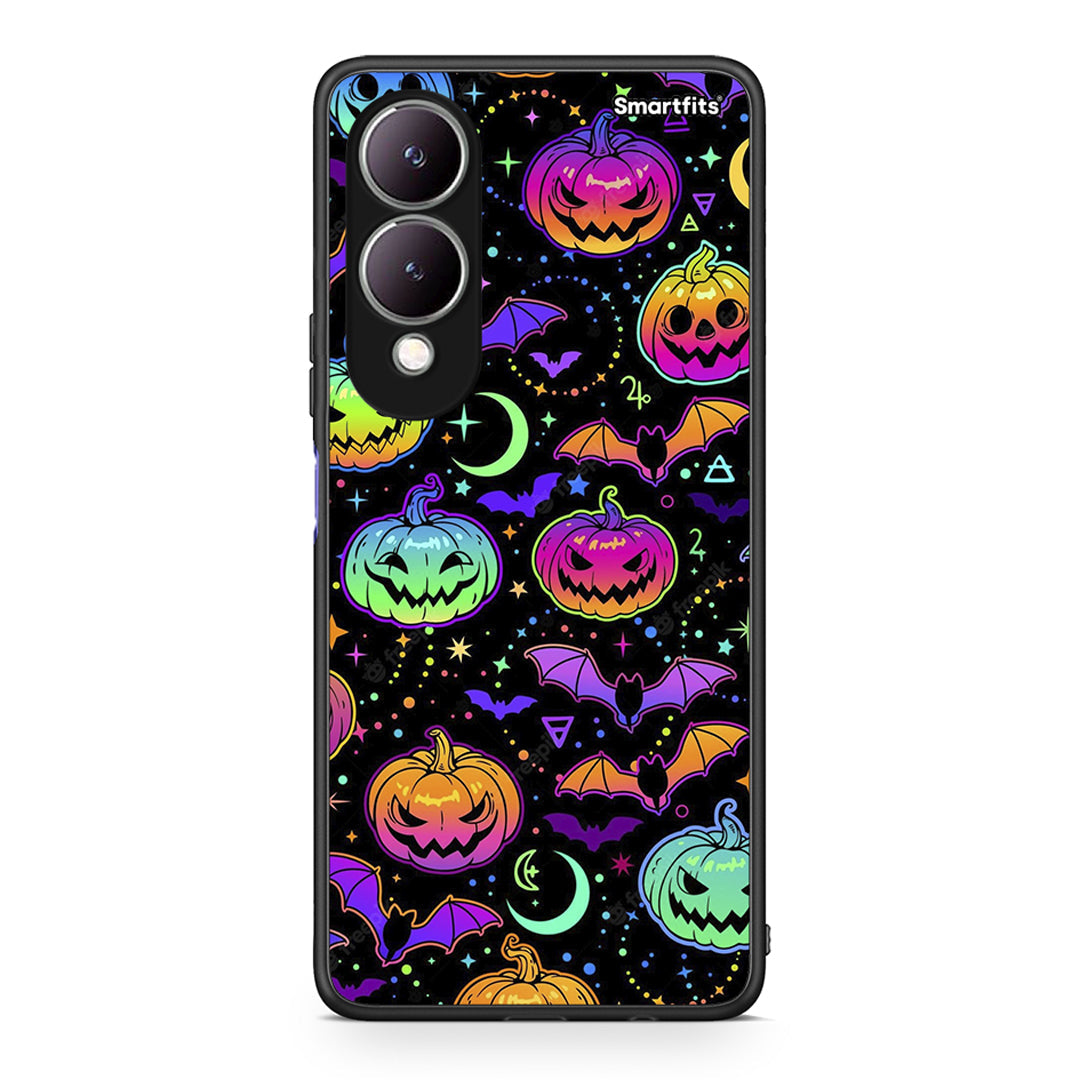 Vivo Y17s Neon Halloween θήκη από τη Smartfits με σχέδιο στο πίσω μέρος και μαύρο περίβλημα | Smartphone case with colorful back and black bezels by Smartfits