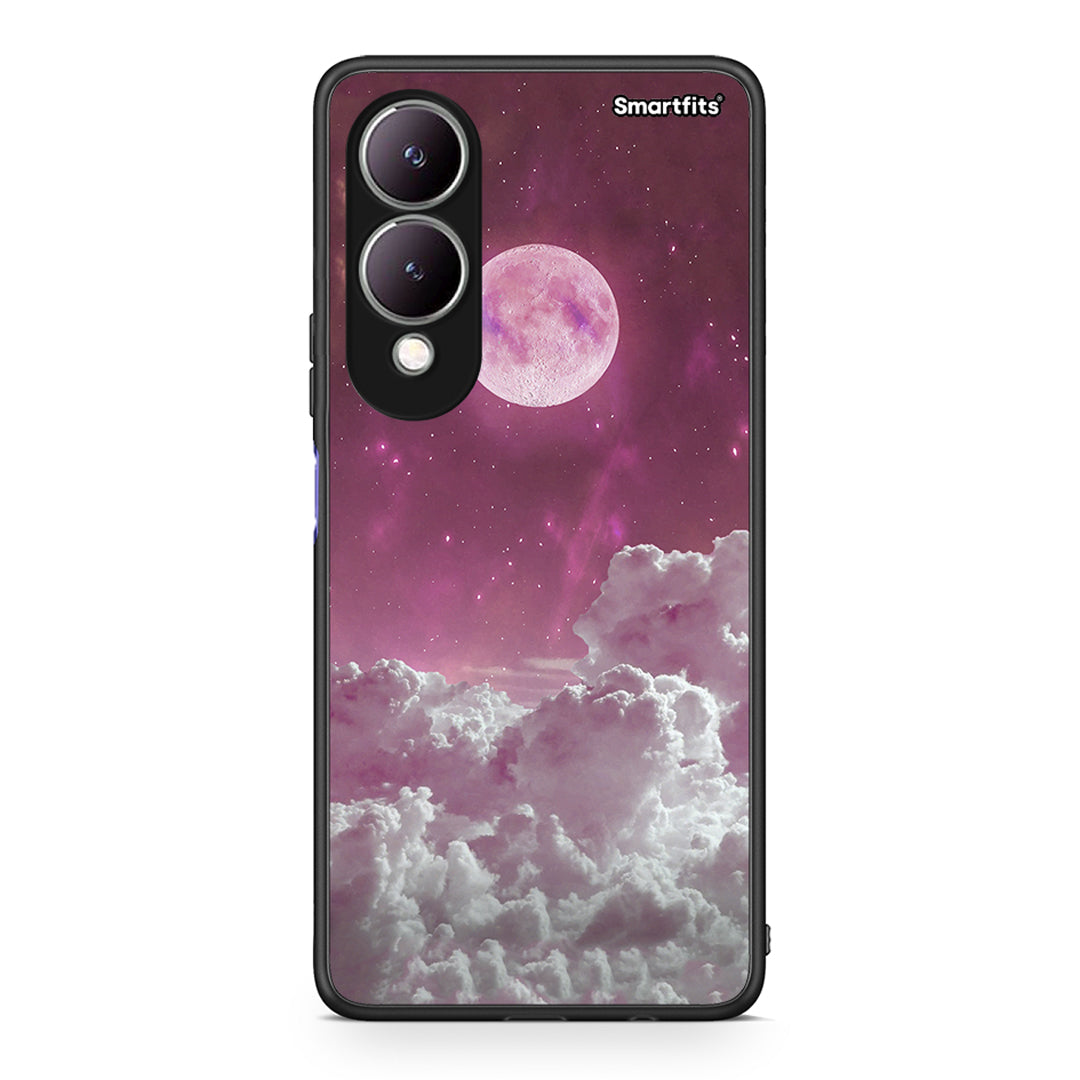 Vivo Y17s Pink Moon Θήκη από τη Smartfits με σχέδιο στο πίσω μέρος και μαύρο περίβλημα | Smartphone case with colorful back and black bezels by Smartfits