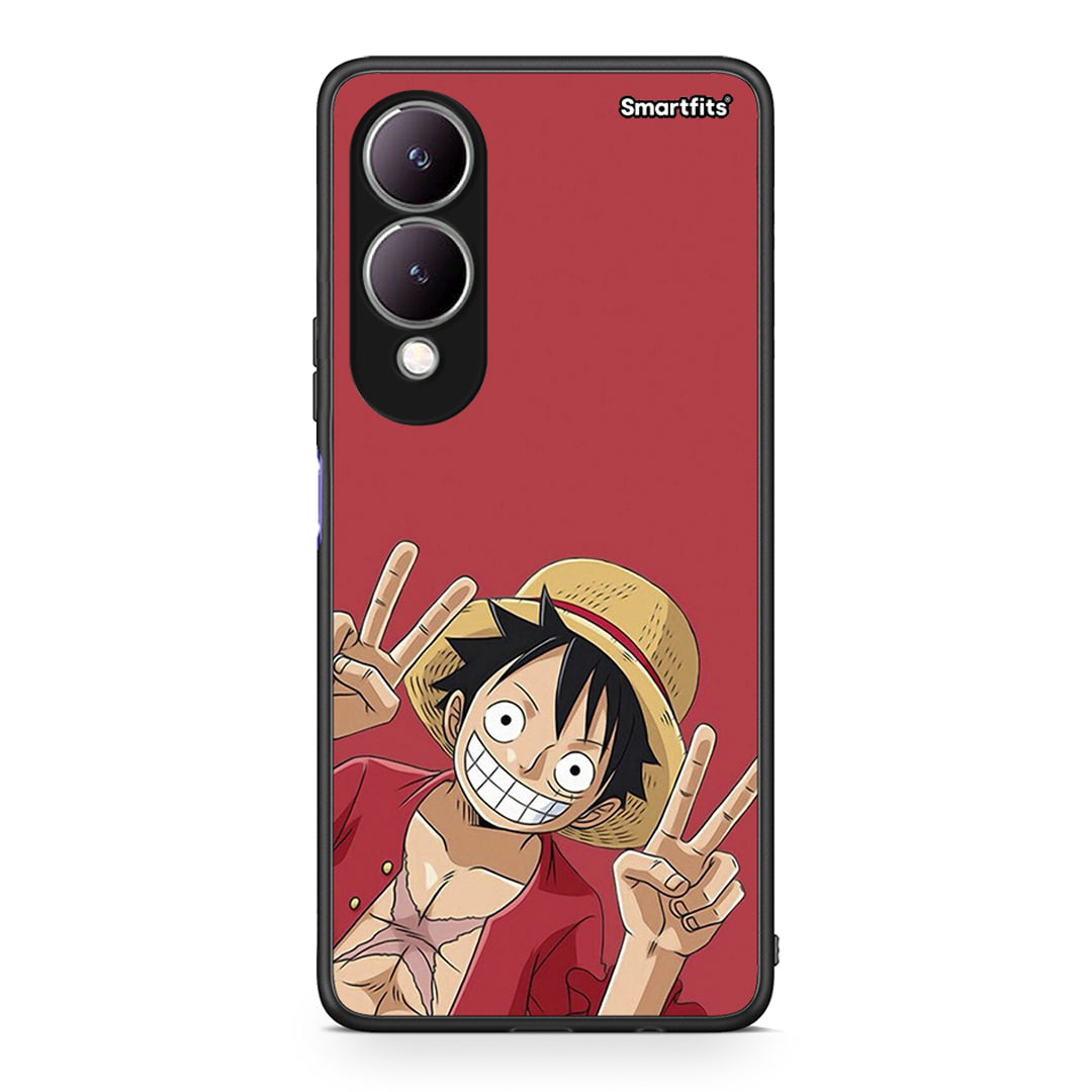 Vivo Y17s Pirate Luffy Θήκη από τη Smartfits με σχέδιο στο πίσω μέρος και μαύρο περίβλημα | Smartphone case with colorful back and black bezels by Smartfits
