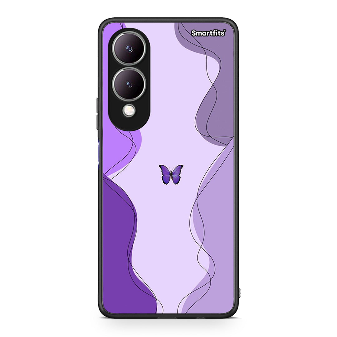 Vivo Y17s Purple Mariposa Θήκη Αγίου Βαλεντίνου από τη Smartfits με σχέδιο στο πίσω μέρος και μαύρο περίβλημα | Smartphone case with colorful back and black bezels by Smartfits
