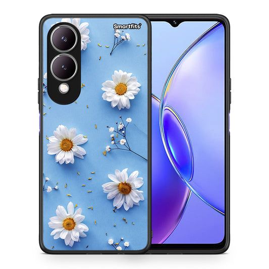 Θήκη Vivo Y17s Real Daisies από τη Smartfits με σχέδιο στο πίσω μέρος και μαύρο περίβλημα | Vivo Y17s Real Daisies case with colorful back and black bezels