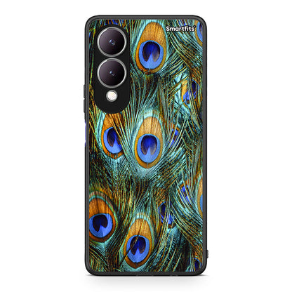 Vivo Y17s Real Peacock Feathers θήκη από τη Smartfits με σχέδιο στο πίσω μέρος και μαύρο περίβλημα | Smartphone case with colorful back and black bezels by Smartfits