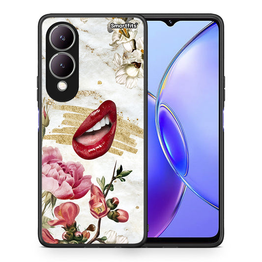 Θήκη Vivo Y17s Red Lips από τη Smartfits με σχέδιο στο πίσω μέρος και μαύρο περίβλημα | Vivo Y17s Red Lips case with colorful back and black bezels