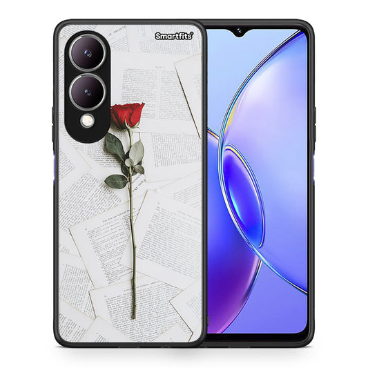 Θήκη Vivo Y17s Red Rose από τη Smartfits με σχέδιο στο πίσω μέρος και μαύρο περίβλημα | Vivo Y17s Red Rose case with colorful back and black bezels