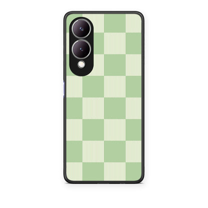 Θήκη Vivo Y17s Sage and Cream Striped Checks από τη Smartfits με σχέδιο στο πίσω μέρος και μαύρο περίβλημα | Vivo Y17s Sage and Cream Striped Checks case with colorful back and black bezels