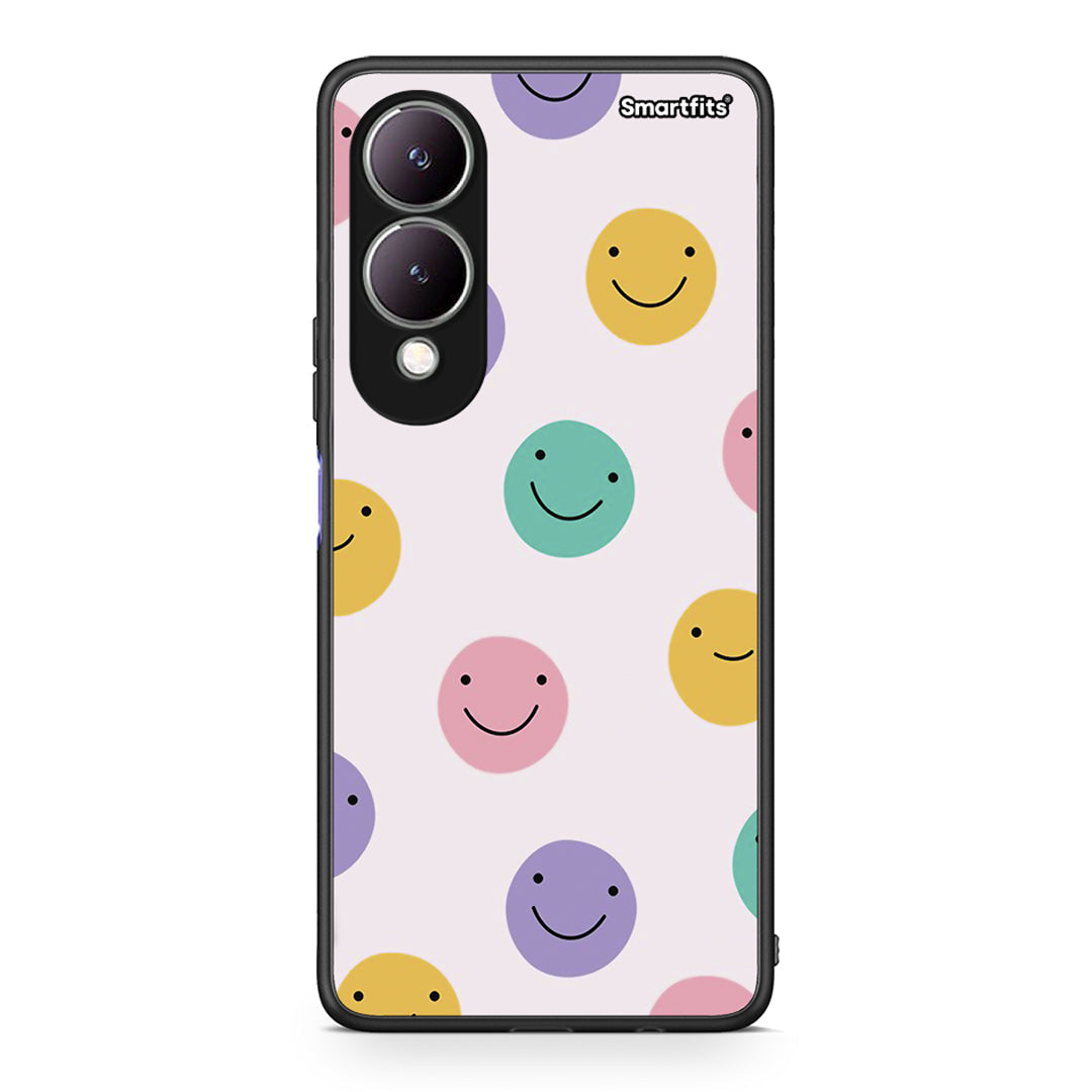 Vivo Y17s Smiley Faces θήκη από τη Smartfits με σχέδιο στο πίσω μέρος και μαύρο περίβλημα | Smartphone case with colorful back and black bezels by Smartfits