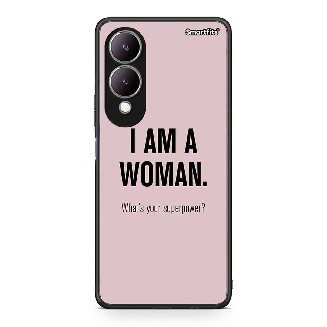 Vivo Y17s Superpower Woman θήκη από τη Smartfits με σχέδιο στο πίσω μέρος και μαύρο περίβλημα | Smartphone case with colorful back and black bezels by Smartfits