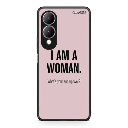 Vivo Y17s Superpower Woman θήκη από τη Smartfits με σχέδιο στο πίσω μέρος και μαύρο περίβλημα | Smartphone case with colorful back and black bezels by Smartfits