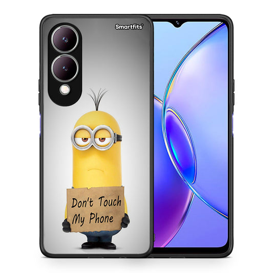 Θήκη Vivo Y17s Minion Text από τη Smartfits με σχέδιο στο πίσω μέρος και μαύρο περίβλημα | Vivo Y17s Minion Text case with colorful back and black bezels