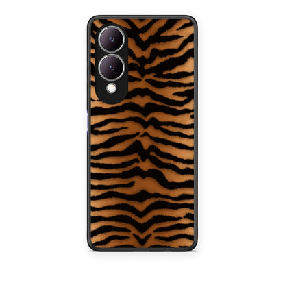 Θήκη Vivo Y17s Tiger Print Orange and Black από τη Smartfits με σχέδιο στο πίσω μέρος και μαύρο περίβλημα | Vivo Y17s Tiger Print Orange and Black case with colorful back and black bezels