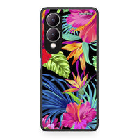 Thumbnail for Vivo Y17s Tropical Flowers θήκη από τη Smartfits με σχέδιο στο πίσω μέρος και μαύρο περίβλημα | Smartphone case with colorful back and black bezels by Smartfits