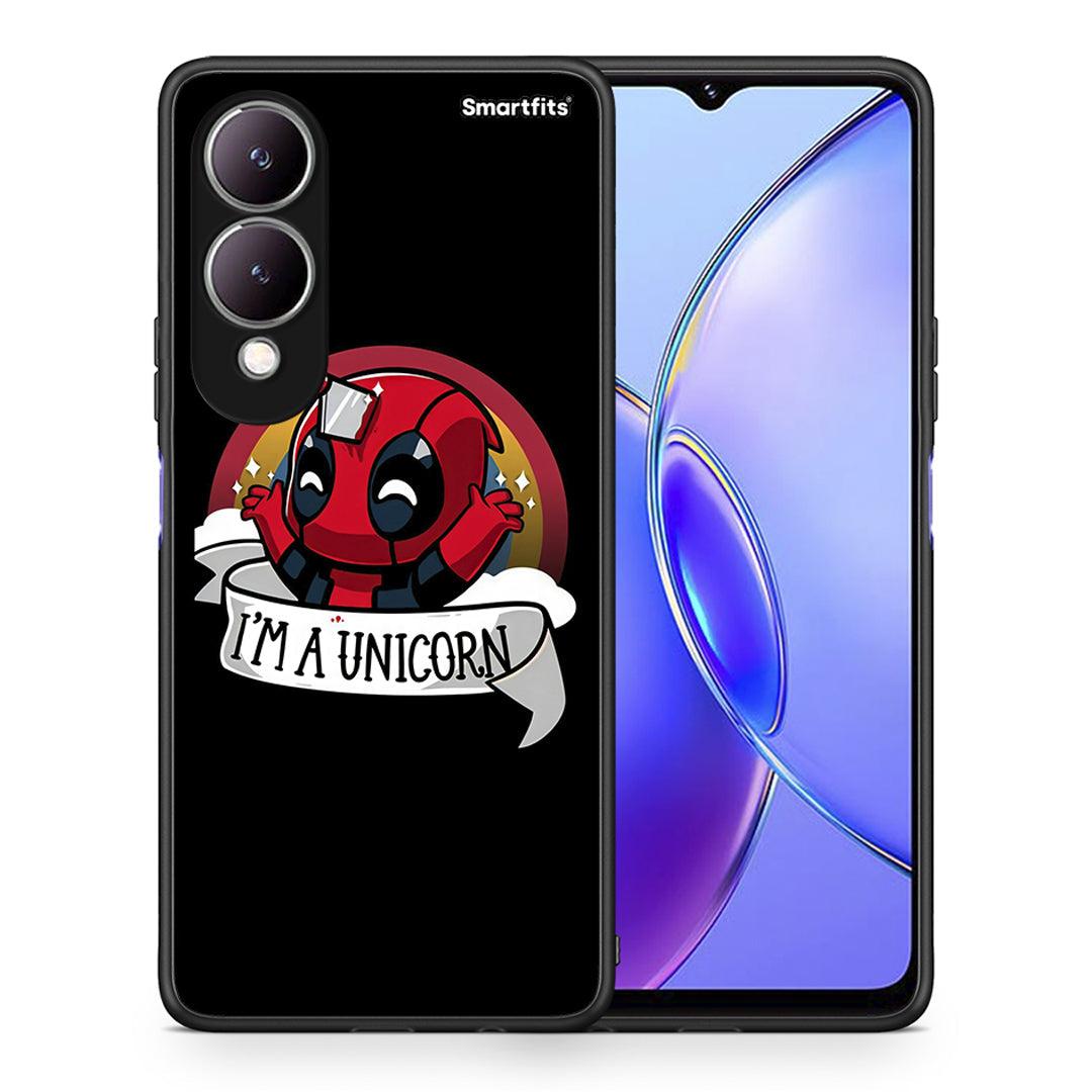 Θήκη Vivo Y17s Unicorn Deadpool από τη Smartfits με σχέδιο στο πίσω μέρος και μαύρο περίβλημα | Vivo Y17s Unicorn Deadpool case with colorful back and black bezels