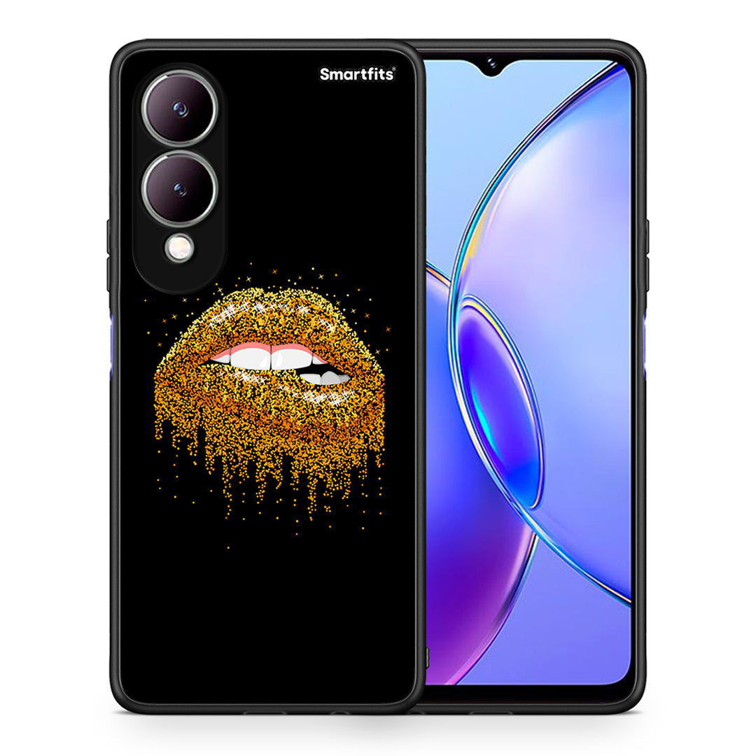Θήκη Vivo Y17s Golden Valentine από τη Smartfits με σχέδιο στο πίσω μέρος και μαύρο περίβλημα | Vivo Y17s Golden Valentine case with colorful back and black bezels