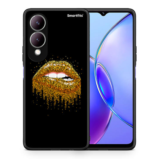 Θήκη Vivo Y17s Golden Valentine από τη Smartfits με σχέδιο στο πίσω μέρος και μαύρο περίβλημα | Vivo Y17s Golden Valentine case with colorful back and black bezels