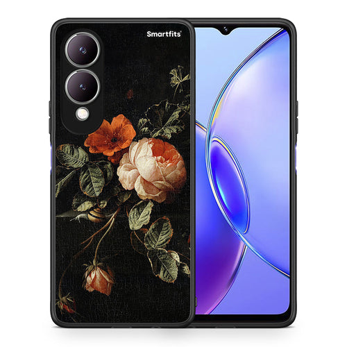 Θήκη Vivo Y17s Vintage Roses από τη Smartfits με σχέδιο στο πίσω μέρος και μαύρο περίβλημα | Vivo Y17s Vintage Roses case with colorful back and black bezels