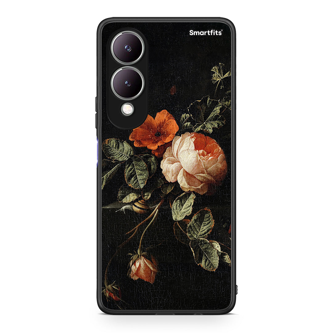 Vivo Y17s Vintage Roses θήκη από τη Smartfits με σχέδιο στο πίσω μέρος και μαύρο περίβλημα | Smartphone case with colorful back and black bezels by Smartfits