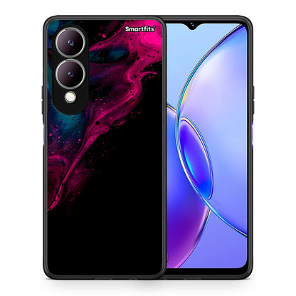 Θήκη Vivo Y17s Pink Black Watercolor από τη Smartfits με σχέδιο στο πίσω μέρος και μαύρο περίβλημα | Vivo Y17s Pink Black Watercolor case with colorful back and black bezels