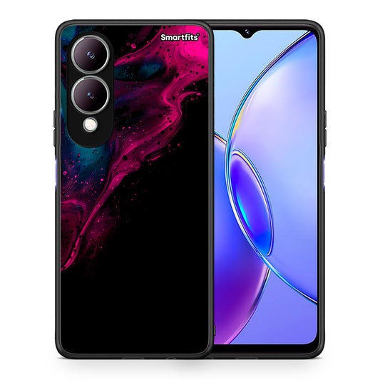 Θήκη Vivo Y17s Pink Black Watercolor από τη Smartfits με σχέδιο στο πίσω μέρος και μαύρο περίβλημα | Vivo Y17s Pink Black Watercolor case with colorful back and black bezels