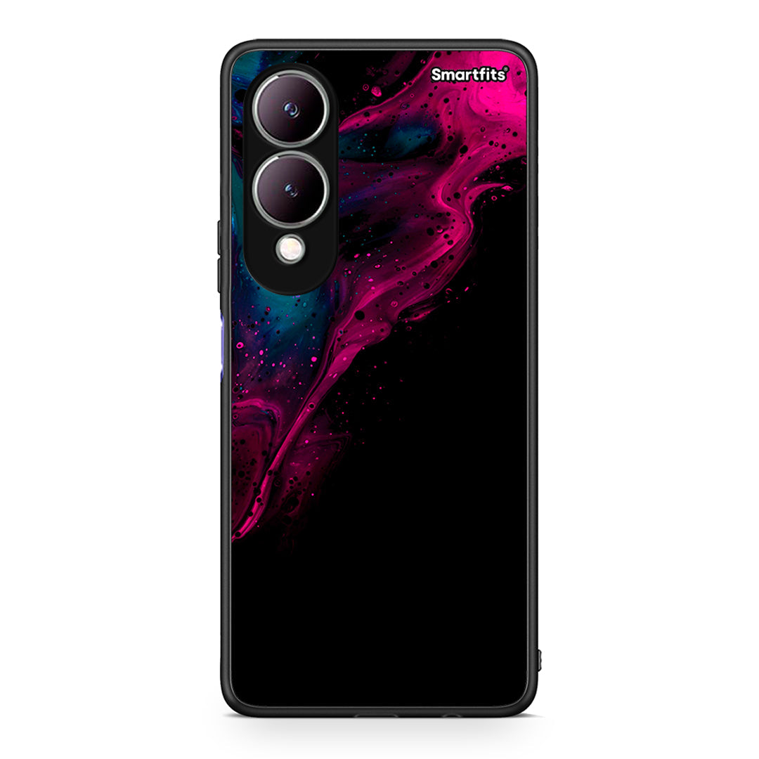 4 - Vivo Y17s Pink Black Watercolor case, cover, bumper