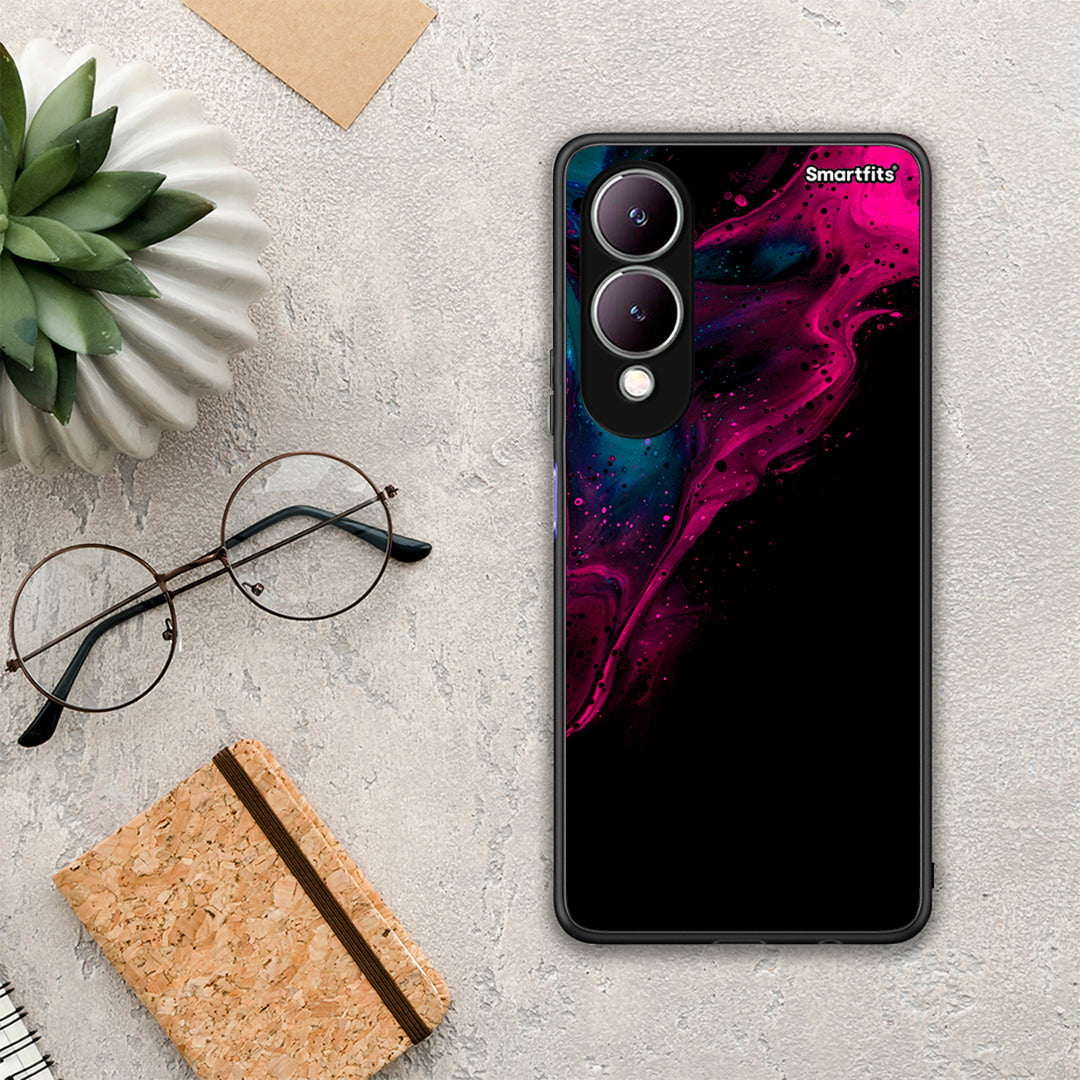 Watercolor Pink Black - Vivo Y17s θήκη