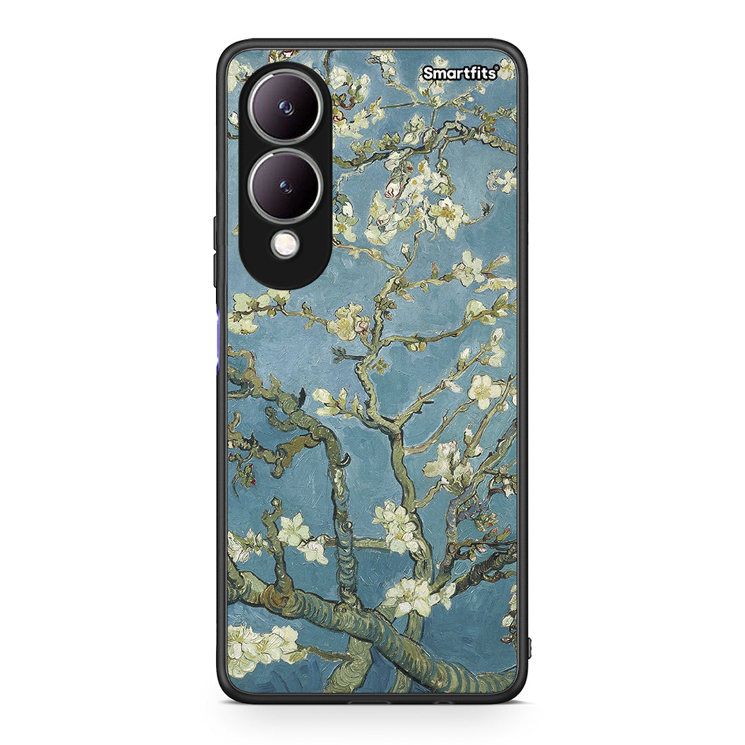 Vivo Y17s White Blossoms θήκη από τη Smartfits με σχέδιο στο πίσω μέρος και μαύρο περίβλημα | Smartphone case with colorful back and black bezels by Smartfits