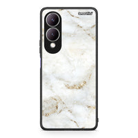 Thumbnail for Vivo Y17s White Gold Marble θήκη από τη Smartfits με σχέδιο στο πίσω μέρος και μαύρο περίβλημα | Smartphone case with colorful back and black bezels by Smartfits