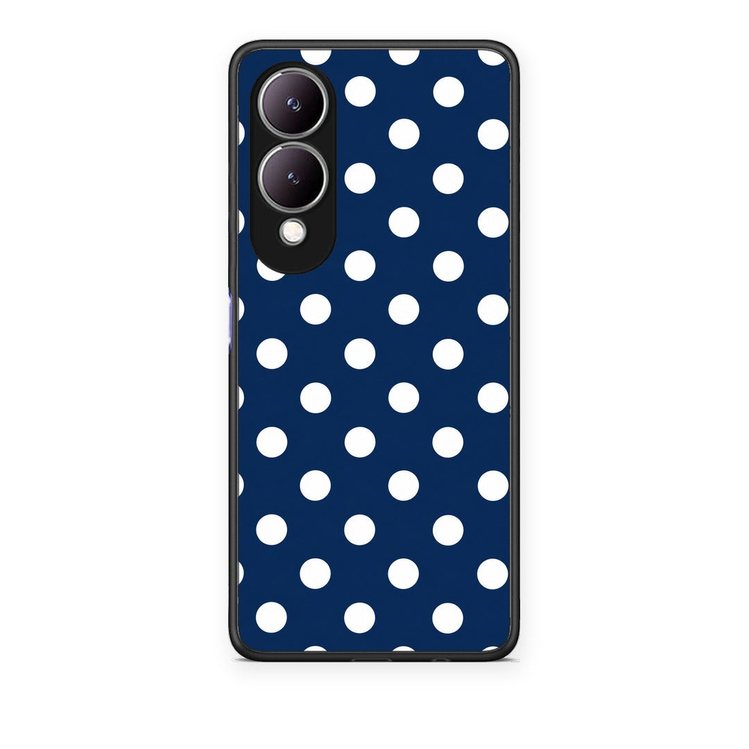 Θήκη Vivo Y17s White Large Polka Dots on Navy από τη Smartfits με σχέδιο στο πίσω μέρος και μαύρο περίβλημα | Vivo Y17s White Large Polka Dots on Navy case with colorful back and black bezels