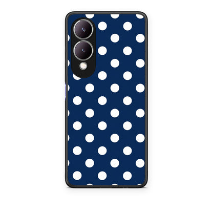 Θήκη Vivo Y17s White Large Polka Dots on Navy από τη Smartfits με σχέδιο στο πίσω μέρος και μαύρο περίβλημα | Vivo Y17s White Large Polka Dots on Navy case with colorful back and black bezels