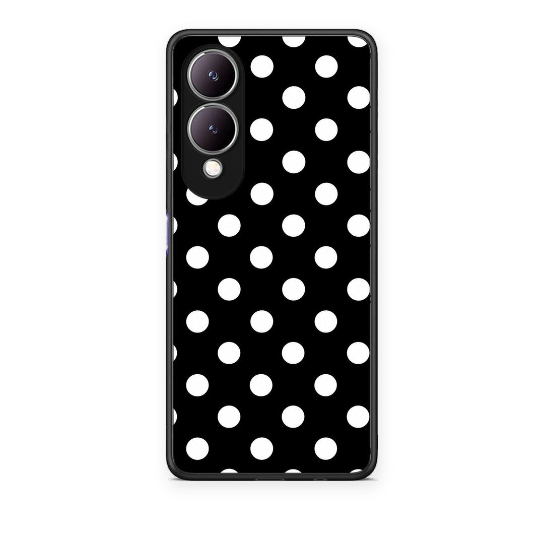 Θήκη Vivo Y17s White Polka Dots on Black από τη Smartfits με σχέδιο στο πίσω μέρος και μαύρο περίβλημα | Vivo Y17s White Polka Dots on Black case with colorful back and black bezels