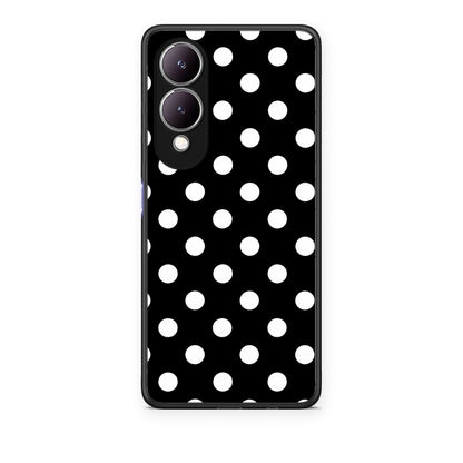 Θήκη Vivo Y17s White Polka Dots on Black από τη Smartfits με σχέδιο στο πίσω μέρος και μαύρο περίβλημα | Vivo Y17s White Polka Dots on Black case with colorful back and black bezels