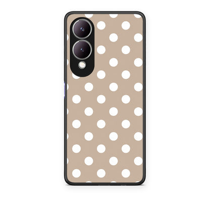 Θήκη Vivo Y17s White Polka Dots on Taupe από τη Smartfits με σχέδιο στο πίσω μέρος και μαύρο περίβλημα | Vivo Y17s White Polka Dots on Taupe case with colorful back and black bezels