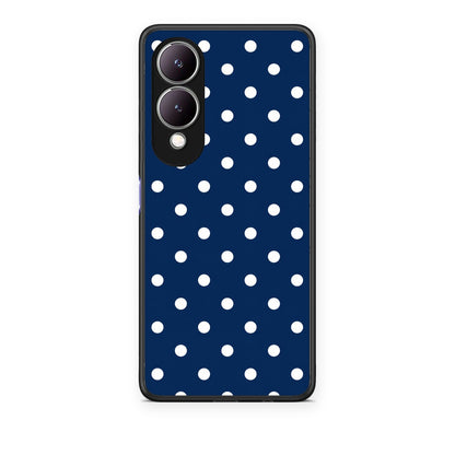 Θήκη Vivo Y17s White Small Polka Dots on Navy από τη Smartfits με σχέδιο στο πίσω μέρος και μαύρο περίβλημα | Vivo Y17s White Small Polka Dots on Navy case with colorful back and black bezels
