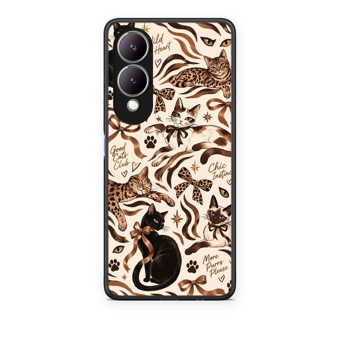 Θήκη Vivo Y17s Wild Cats and Animal Print Collage από τη Smartfits με σχέδιο στο πίσω μέρος και μαύρο περίβλημα | Vivo Y17s Wild Cats and Animal Print Collage case with colorful back and black bezels