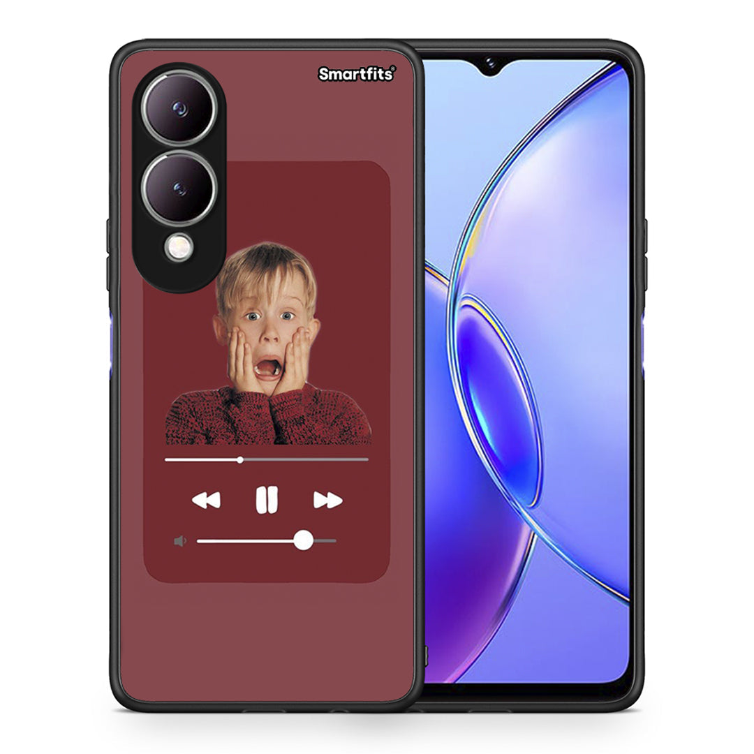 Θήκη Vivo Y17s Xmas Alone Music από τη Smartfits με σχέδιο στο πίσω μέρος και μαύρο περίβλημα | Vivo Y17s Xmas Alone Music case with colorful back and black bezels