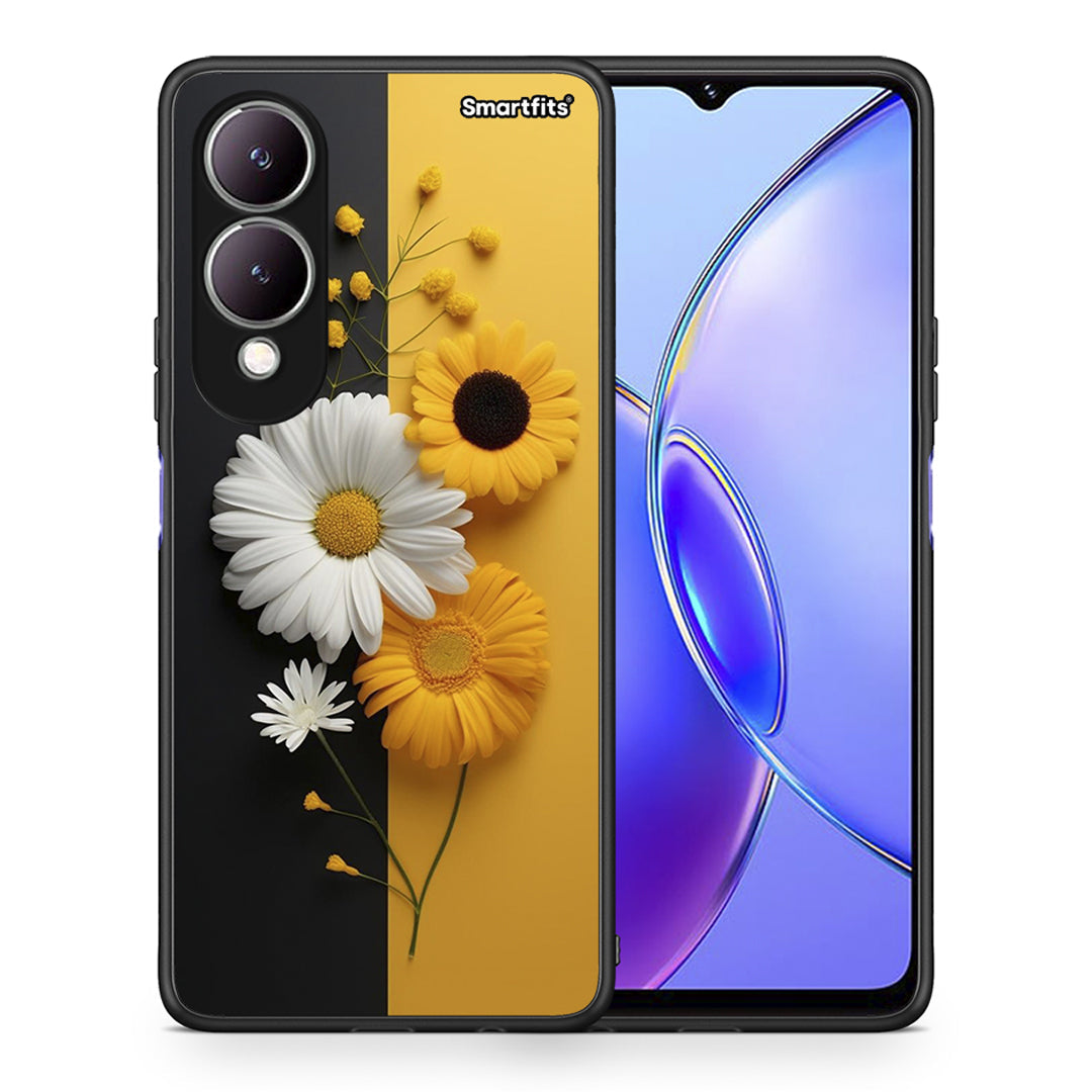 Θήκη Vivo Y17s Yellow Daisies από τη Smartfits με σχέδιο στο πίσω μέρος και μαύρο περίβλημα | Vivo Y17s Yellow Daisies case with colorful back and black bezels