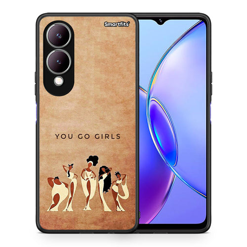 Θήκη Vivo Y17s You Go Girl από τη Smartfits με σχέδιο στο πίσω μέρος και μαύρο περίβλημα | Vivo Y17s You Go Girl case with colorful back and black bezels