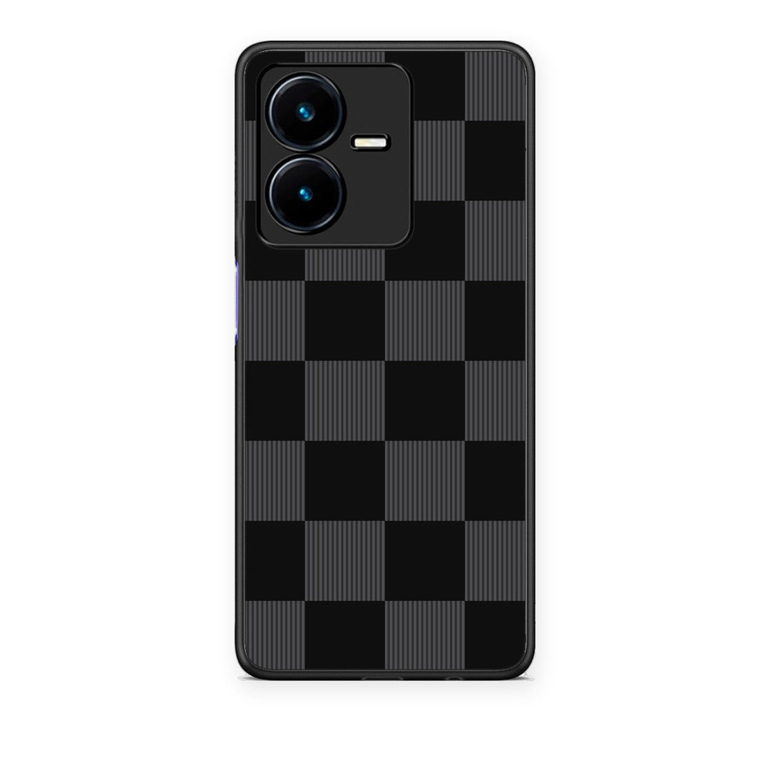 Θήκη Vivo Y22 Black and Charcoal Striped Checks από τη Smartfits με σχέδιο στο πίσω μέρος και μαύρο περίβλημα | Vivo Y22 Black and Charcoal Striped Checks case with colorful back and black bezels