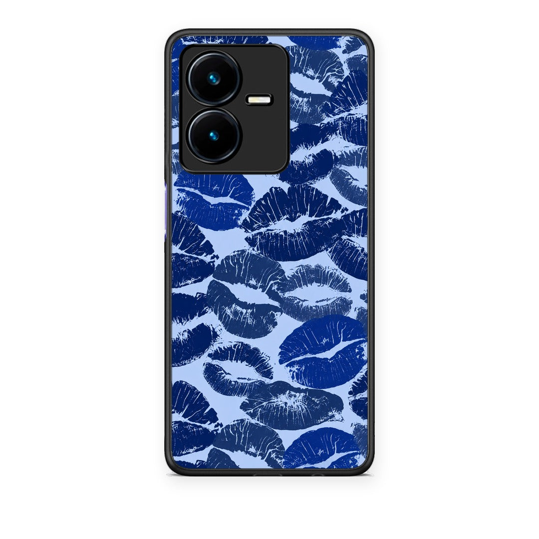 Θήκη Vivo Y22 Blue Lipstick Kisses από τη Smartfits με σχέδιο στο πίσω μέρος και μαύρο περίβλημα | Vivo Y22 Blue Lipstick Kisses case with colorful back and black bezels