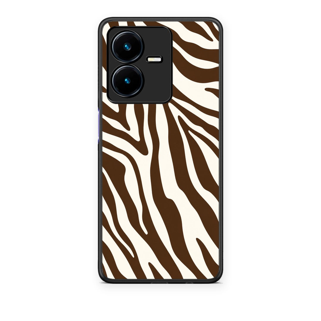 Θήκη Vivo Y22 Brown and Cream Zebra Stripes από τη Smartfits με σχέδιο στο πίσω μέρος και μαύρο περίβλημα | Vivo Y22 Brown and Cream Zebra Stripes case with colorful back and black bezels